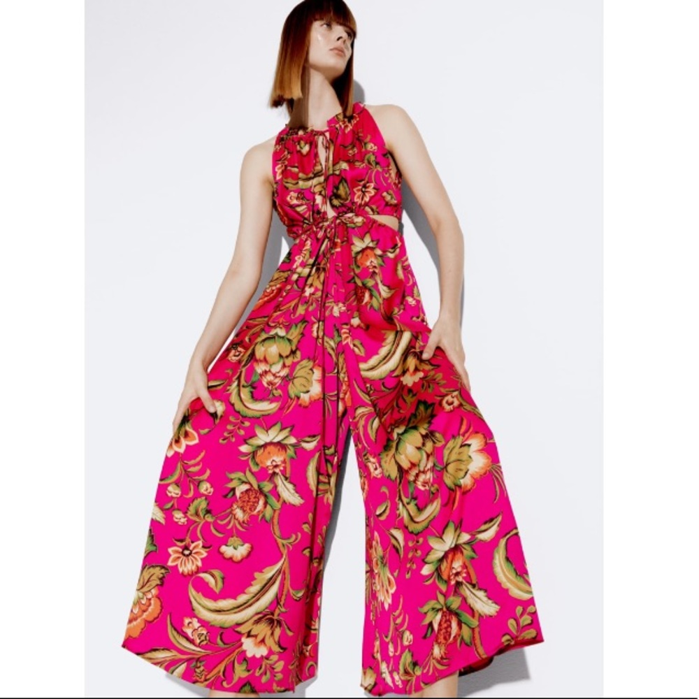 Zara cut out printed pink jumpsuit - Picture 14 of 14